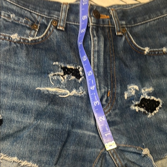 Edwin Blue Jean Shorts with Frayed Hem and Vintage Look. Size 29. - Picture 9 of 10